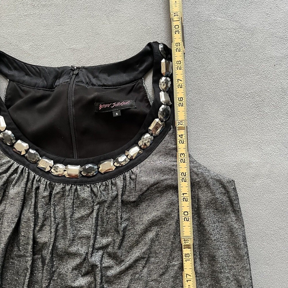 Vintage Betsey Johnson Dress Black Silver Mini Tunic - Picture 6 of 9
